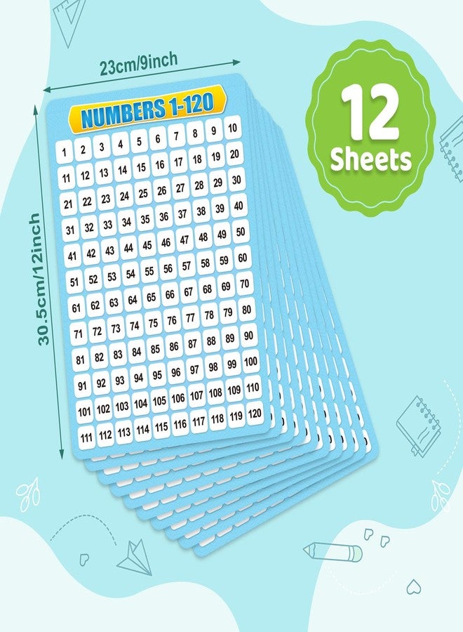 PraxiKidy 12 Pack Numbers 1-120 Chart Dry Erase Flash Card,12" x 9" Number Line Ten Frame Math Manipulatives Small White Board for Student Teacher Kindergarten 1ST 2ND Classroom Homeschool Supplies - Image 4